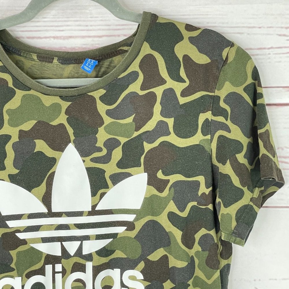 Adidas Women's Green Camouflage Short Sleeve Crew Neck T-Shirt Size Small- - Picture 2 of 8